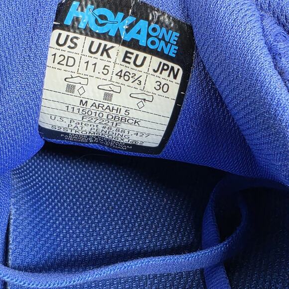 Hoka One One Arahi 5 Mens Blue And White Size 12 Running Shoes 1115010 DBBCK main image 12